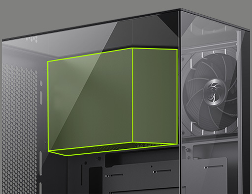 Top-mounted PSU chamber